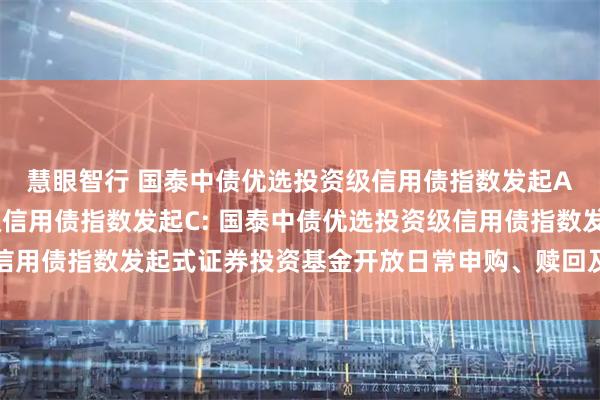 慧眼智行 国泰中债优选投资级信用债指数发起A,国泰中债优选投资级信用债指数发起C: 国泰中债优选投资级信用债指数发起式证券投资基金开放日常申购、赎回及转换业务的公告